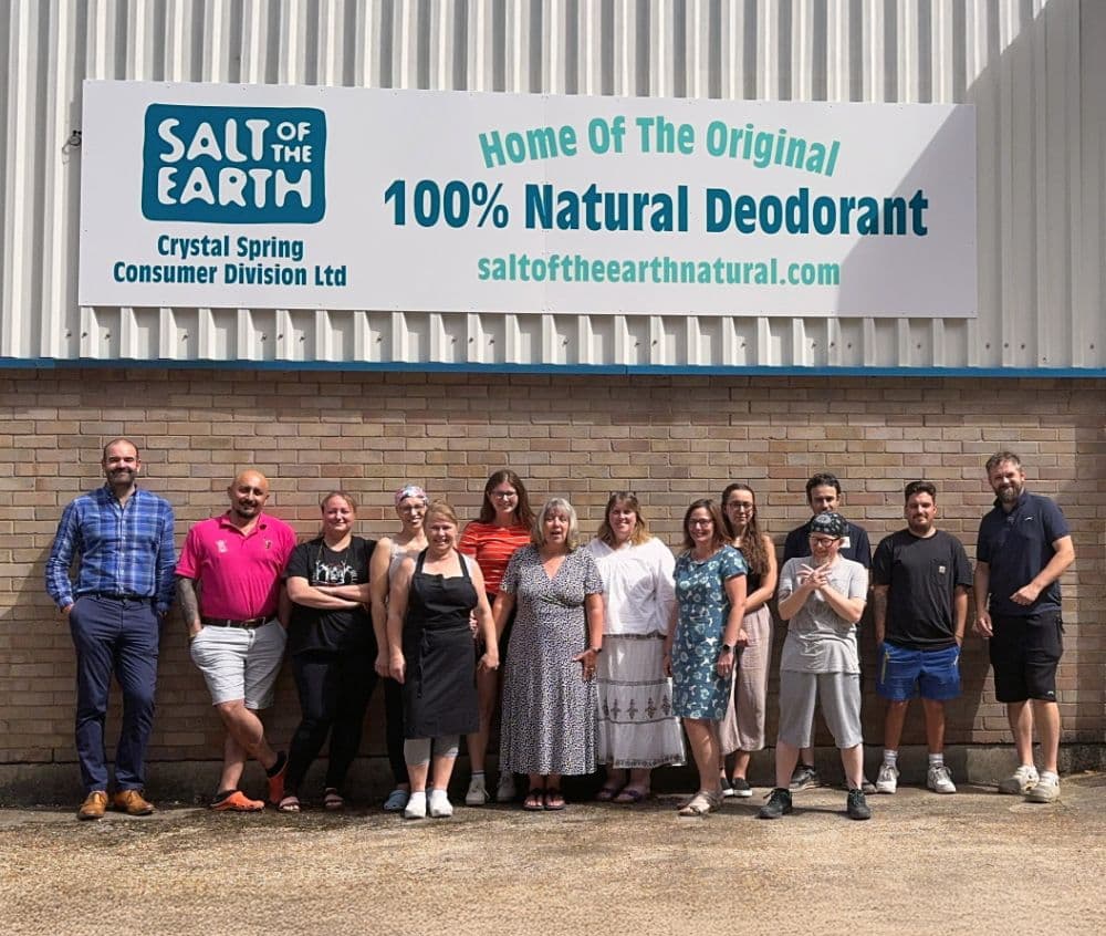 Salt of the Earth natural deodorant team photo HQ building UK