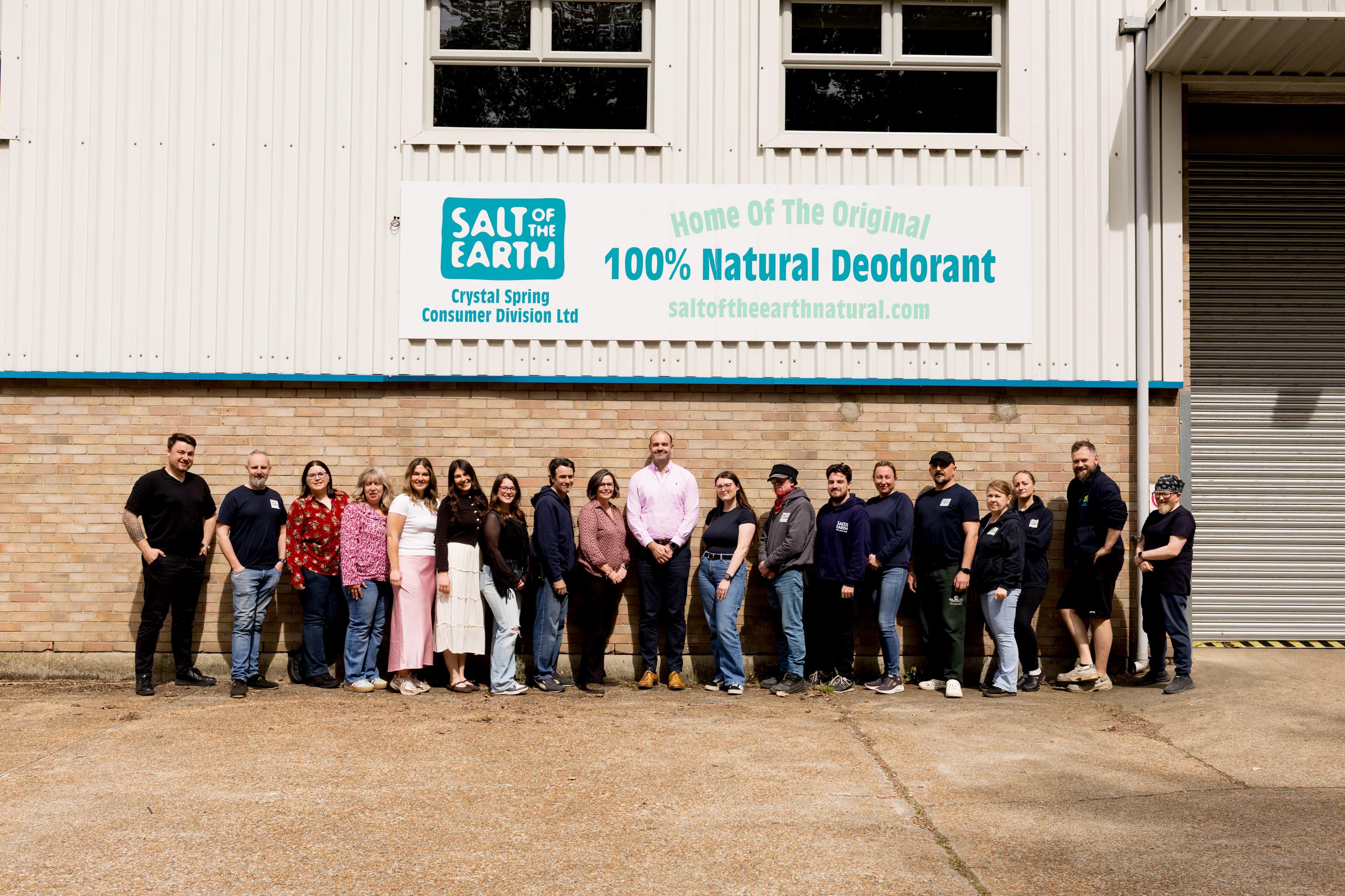 Salt of the Earth natural deodorant team photo HQ building UK