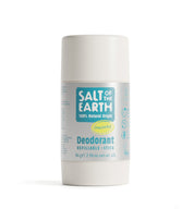 Salt of the Earth 84g Unscented natural deodorant stick with refillable packaging.