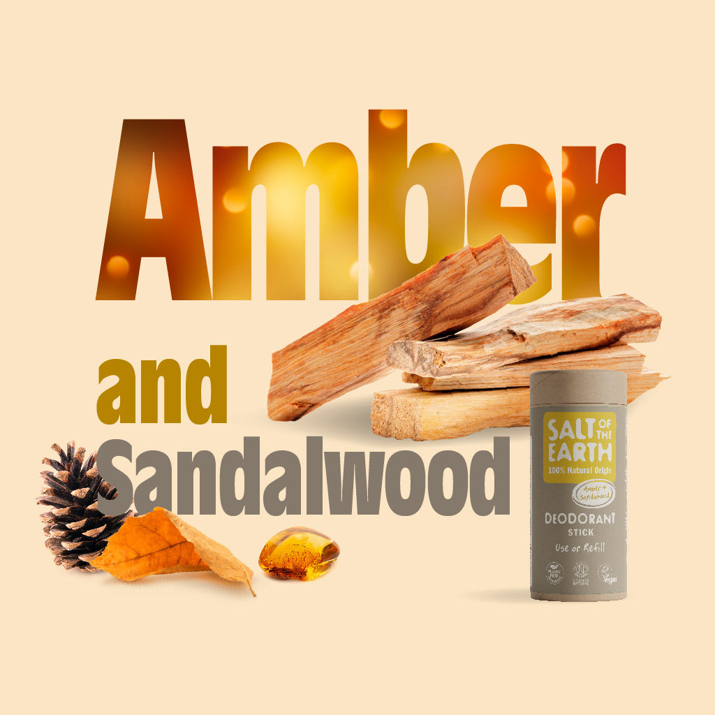 Amber & Sandalwood Natural Deodorant Stick - Use or Refill