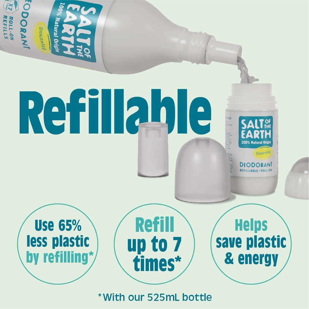 Unscented Natural Refillable Roll-On Deodorant - Salt of the Earth Natural Deodorants